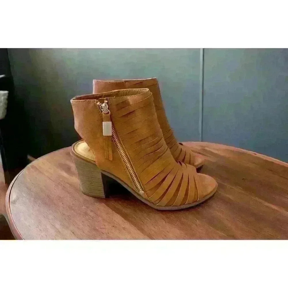 CIRCUS BY SAM EDELMAN KESLER PEEP TOE BOOTIE COLOR BROWN‎ SIZE 10 M